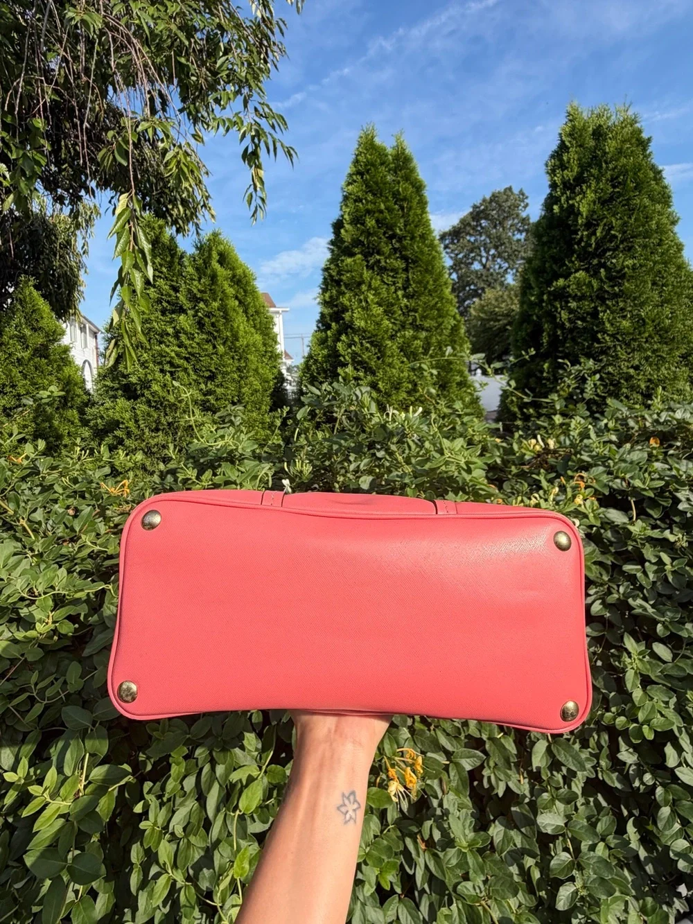 Coach Peyton Coral Pink Leather Satchel Shoulder Dome Bag